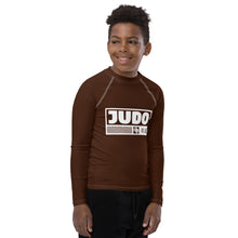 Boys Long Sleeve Judo Compression Rash Guard – Youth Martial Arts Gear - Chocolate Boys Exclusive Judo Long Sleeve Rash Guard Youth