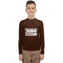 Boys Long Sleeve Judo Compression Rash Guard – Youth Martial Arts Gear - Chocolate Boys Exclusive Judo Long Sleeve Rash Guard Youth