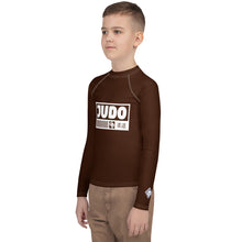 Boys Long Sleeve Judo Compression Rash Guard – Youth Martial Arts Gear - Chocolate Boys Exclusive Judo Long Sleeve Rash Guard Youth