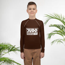 Boys Long Sleeve Judo Compression Rash Guard – Youth Martial Arts Gear - Chocolate Boys Exclusive Judo Long Sleeve Rash Guard Youth