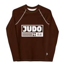 Boys Long Sleeve Judo Compression Rash Guard – Youth Martial Arts Gear - Chocolate Boys Exclusive Judo Long Sleeve Rash Guard Youth