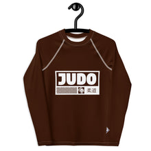 Boys Long Sleeve Judo Compression Rash Guard – Youth Martial Arts Gear - Chocolate Boys Exclusive Judo Long Sleeve Rash Guard Youth