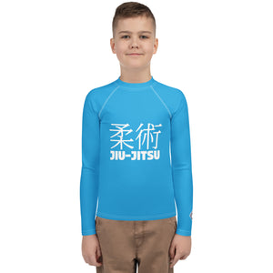Boys Long Sleeve Rash Guard – Classic Youth Jiu-Jitsu Style – Cyan