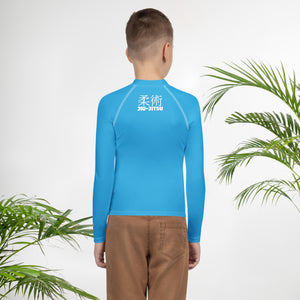 Boys Long Sleeve Rash Guard – Classic Youth Jiu-Jitsu Style – Cyan