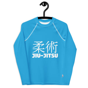 Boys Long Sleeve Rash Guard – Classic Youth Jiu-Jitsu Style – Cyan