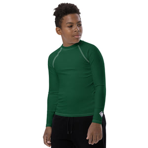 Boys Long Sleeve Rash Guard – Youth Athletic Shirt in Solid Colors – Sherwood Forest