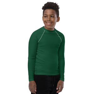 Boys Long Sleeve Rash Guard – Youth Athletic Shirt in Solid Colors – Sherwood Forest