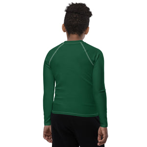 Boys Long Sleeve Rash Guard – Youth Athletic Shirt in Solid Colors – Sherwood Forest