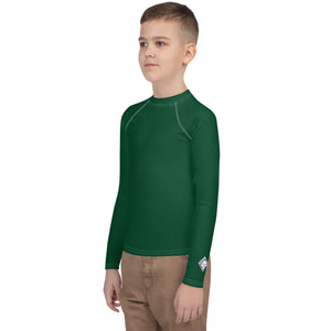 Boys Long Sleeve Rash Guard – Youth Athletic Shirt in Solid Colors – Sherwood Forest