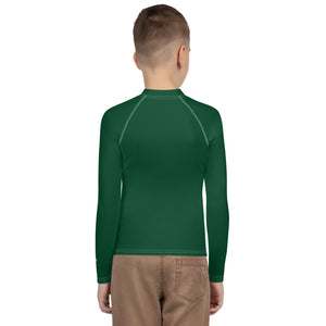 Boys Long Sleeve Rash Guard – Youth Athletic Shirt in Solid Colors – Sherwood Forest