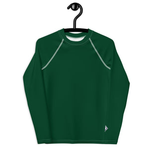 Boys Long Sleeve Rash Guard – Youth Athletic Shirt in Solid Colors – Sherwood Forest