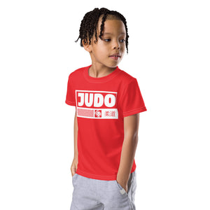 Boy's Short Sleeve Judo Rash Guard: Active Style - Scarlet Boys Exclusive Judo Kids Rash Guard Short Sleeve