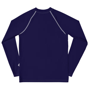 Boys Solid Color Rash Guard – Youth Long Sleeve for Training & Play – Midnight Blue