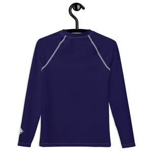Boys Solid Color Rash Guard – Youth Long Sleeve for Training & Play – Midnight Blue