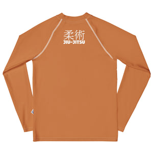 Boys Youth BJJ Rash Guard – Long Sleeve Traditional Jiu-Jitsu Fit – Raw Sienna