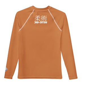 Boys Youth BJJ Rash Guard – Long Sleeve Traditional Jiu-Jitsu Fit – Raw Sienna