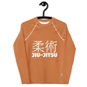 Boys Youth BJJ Rash Guard – Long Sleeve Traditional Jiu-Jitsu Fit – Raw Sienna