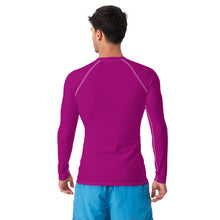 Casual Chic: Men's Solid Color Long Sleeve Rash Guard - Vivid Purple Exclusive Long Sleeve Mens Rash Guard Solid Color Swimwear