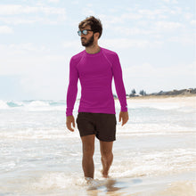 Casual Chic: Men's Solid Color Long Sleeve Rash Guard - Vivid Purple Exclusive Long Sleeve Mens Rash Guard Solid Color Swimwear