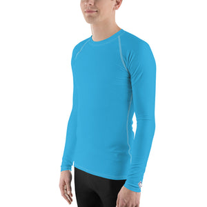 Casual Cool: Solid Color Rash Guard for Men - Cyan