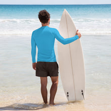 Casual Cool: Solid Color Rash Guard for Men - Cyan