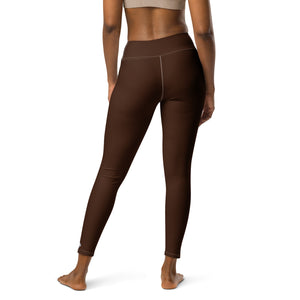 Casual Elegance: Solid Color Workout Leggings for Women - Chocolate