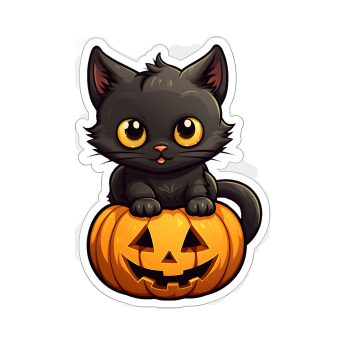 Celebrate Halloween with Black Cat and Pumpkin Sticker Fun - Soldier Complex