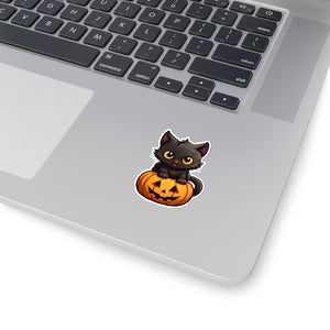 Celebrate Halloween with Black Cat and Pumpkin Sticker Fun - Soldier Complex