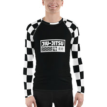 Checkered Charm: Men's Long Sleeve BJJ Rash Guard for Style and Safety - Noir Jiu-Jitsu Checkered Exclusive Jiu-Jitsu Long Sleeve Mens Rash Guard