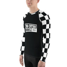 Checkered Charm: Men's Long Sleeve BJJ Rash Guard for Style and Safety - Noir Jiu-Jitsu Checkered Exclusive Jiu-Jitsu Long Sleeve Mens Rash Guard