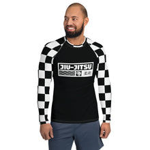 Checkered Charm: Men's Long Sleeve BJJ Rash Guard for Style and Safety - Noir Jiu-Jitsu Checkered Exclusive Jiu-Jitsu Long Sleeve Mens Rash Guard