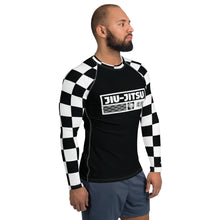 Checkered Charm: Men's Long Sleeve BJJ Rash Guard for Style and Safety - Noir Jiu-Jitsu Checkered Exclusive Jiu-Jitsu Long Sleeve Mens Rash Guard