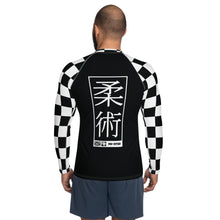 Checkered Charm: Men's Long Sleeve BJJ Rash Guard for Style and Safety - Noir Jiu-Jitsu Checkered Exclusive Jiu-Jitsu Long Sleeve Mens Rash Guard