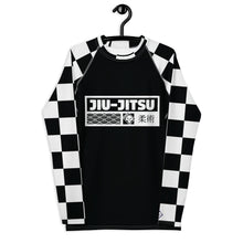 Checkered Charm: Men's Long Sleeve BJJ Rash Guard for Style and Safety - Noir Jiu-Jitsu Checkered Exclusive Jiu-Jitsu Long Sleeve Mens Rash Guard