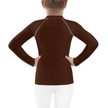 Chic Coverage: Solid Color Rash Guards for Girls - Chocolate Exclusive Girls Kids Long Sleeve Solid Color Swimwear