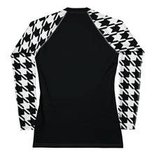 Chic Performance: Houndstooth Long Sleeve BJJ Rash Guard for Women Noir Exclusive Houndstooth Long Sleeve Rash Guard Womens
