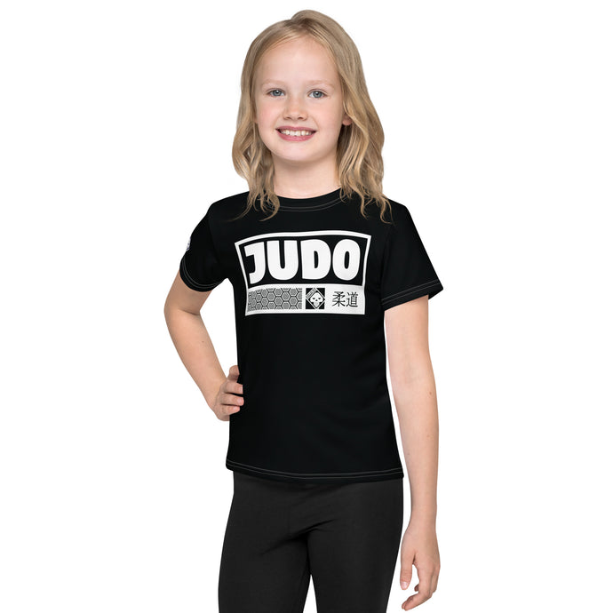 Chic Sun Defense: Girl's Short Sleeve Judo Rash Guard - Noir Exclusive Girls Judo Kids Rash Guard Short Sleeve