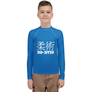 Classic Boys BJJ Rash Guard – Youth Long Sleeve Grappling Shirt – Azul