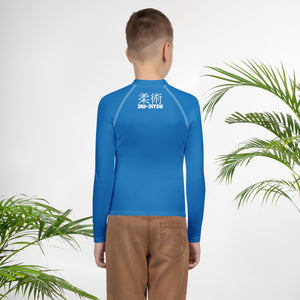 Classic Boys BJJ Rash Guard – Youth Long Sleeve Grappling Shirt – Azul
