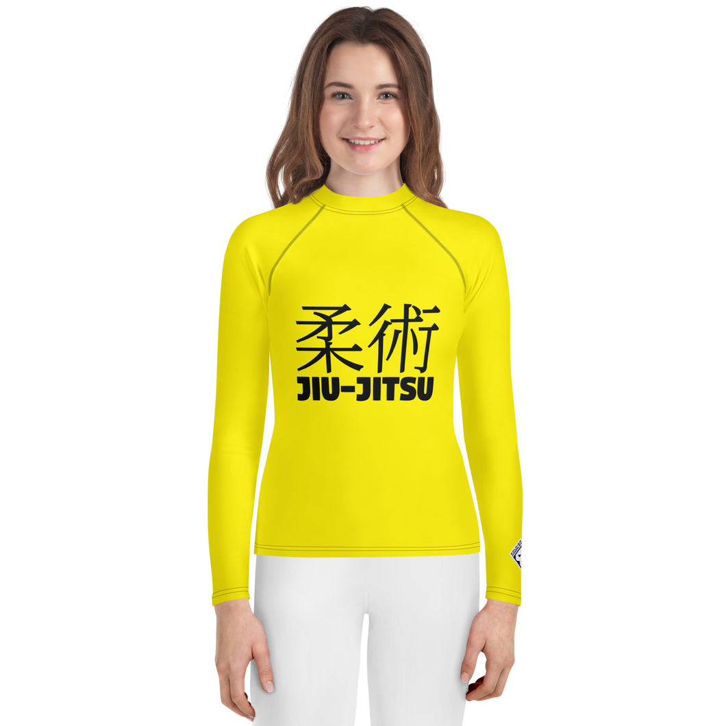 Classic Fit Girls Rash Guard – Youth Long Sleeve BJJ Top – Golden Sun