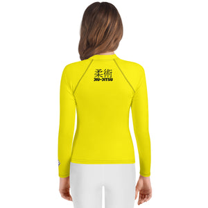 Classic Fit Girls Rash Guard – Youth Long Sleeve BJJ Top – Golden Sun