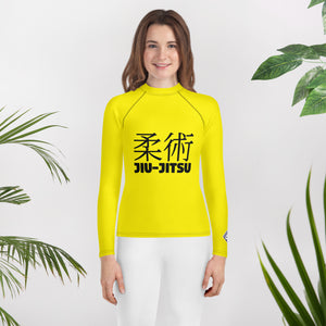 Classic Fit Girls Rash Guard – Youth Long Sleeve BJJ Top – Golden Sun