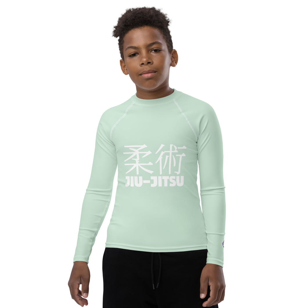 Classic Fit Youth BJJ Rash Guard – Boys Long Sleeve Performance Top – Surf Crest