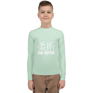 Classic Fit Youth BJJ Rash Guard – Boys Long Sleeve Performance Top – Surf Crest
