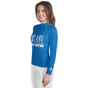 Classic Girls BJJ Rash Guard – Youth Long Sleeve Training Shirt – Azul
