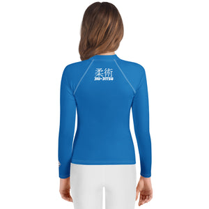 Classic Girls BJJ Rash Guard – Youth Long Sleeve Training Shirt – Azul