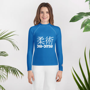 Classic Girls BJJ Rash Guard – Youth Long Sleeve Training Shirt – Azul