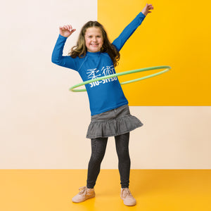 Classic Girls BJJ Rash Guard – Youth Long Sleeve Training Shirt – Azul