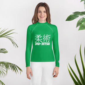 Classic Jiu-Jitsu Rash Guard for Girls – Youth Long Sleeve Uniform Top – Jade