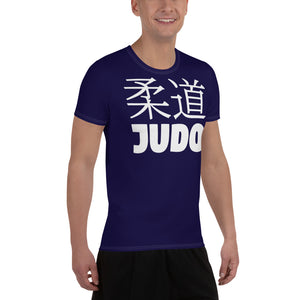 Classic Men's Judo Rash Guard - Short Sleeve Athletic Gear - Midnight Blue